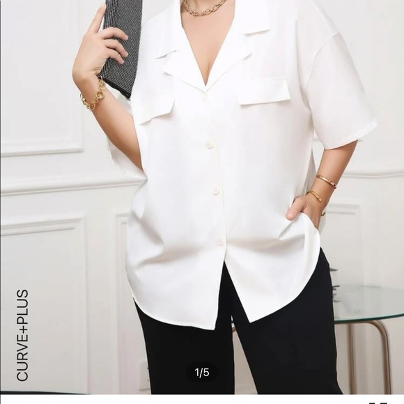 Set of three blouses , white and brown are new the other one used - Picture 4 of 7